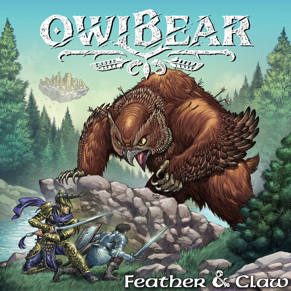 An owlbear looms menacingly over our adventurers.